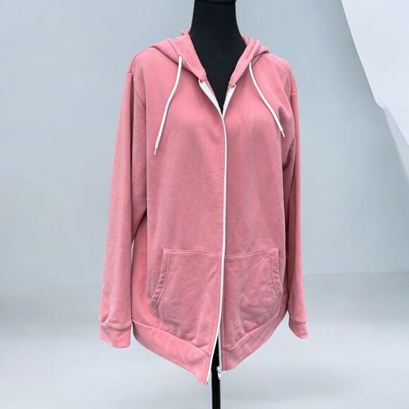 Women’s Pink Zip-Up Hoodie with Pockets - Picture 1 of 2